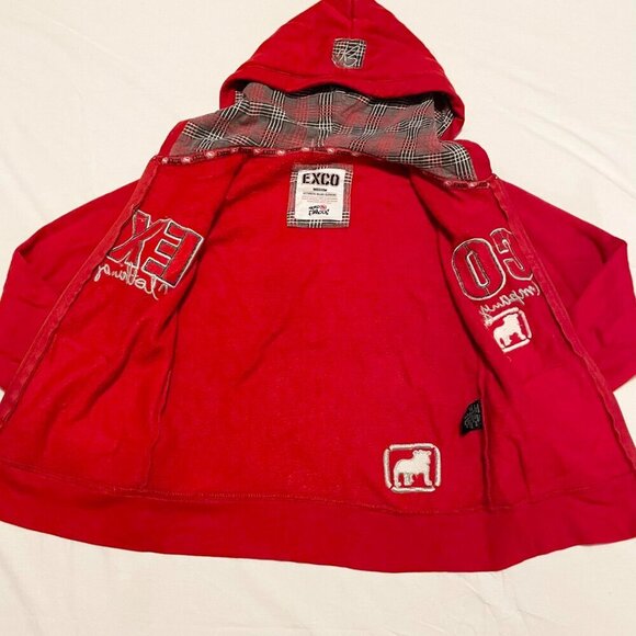 Exco Y2K Boys Size Medium Zip Up Hoodie Sweater Red - Picture 9 of 16